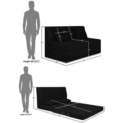 Adorn India Easy Highback Three Seater Sofa Cum Bed Decent 6' x 6' (Black) (1 Year Warranty)