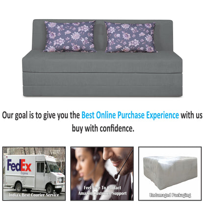 Adorn India Easy Highback Three Seater Sofa Cum Bed Floral 6' x 6' (Grey) (1 Year Warranty)