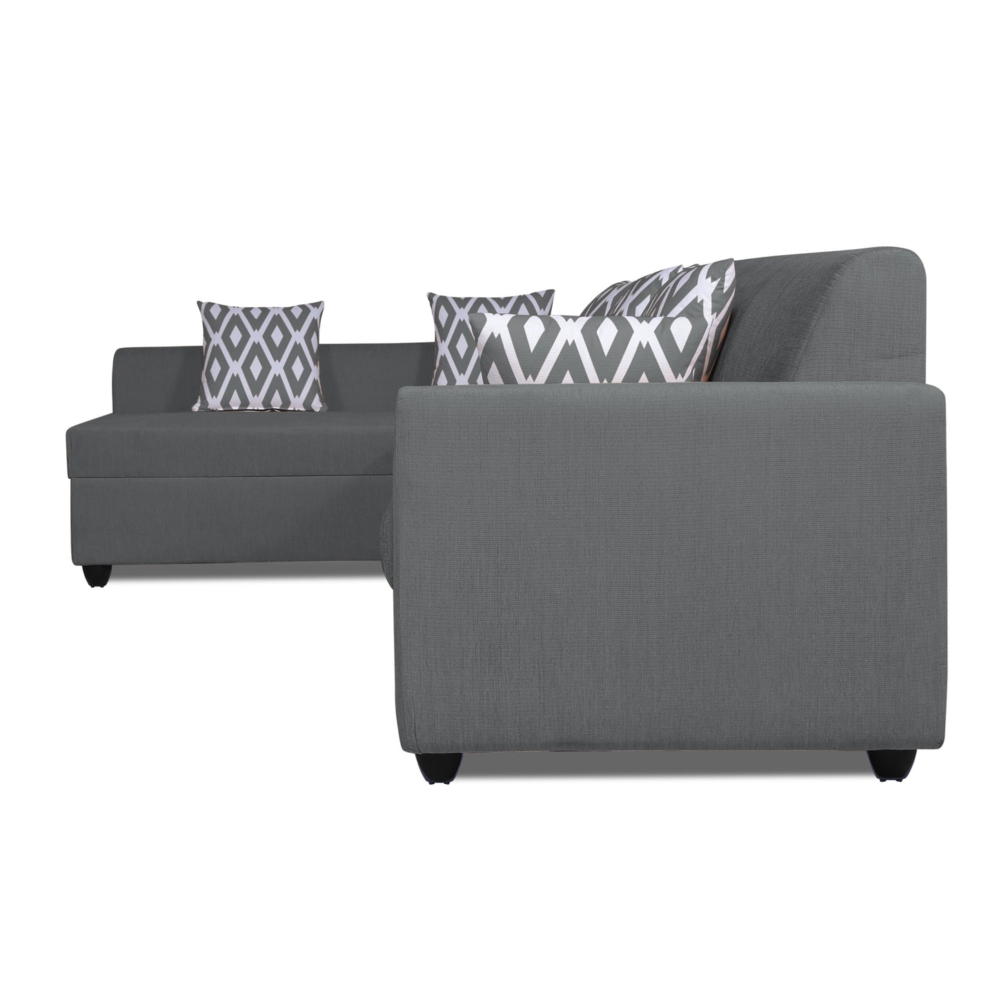 Adorn India Rio Highback L Shape 6 Seater Sofa Set (Left Hand Side) (Grey) (3 Year Warranty)