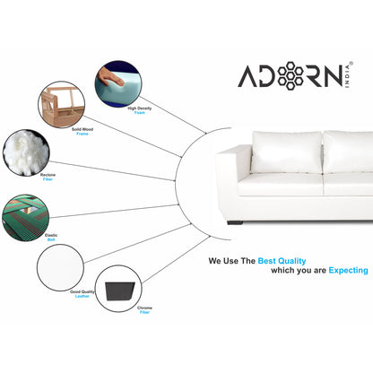 Adorn India Walton Leatherette 3-1-1 Sofa Set (White)