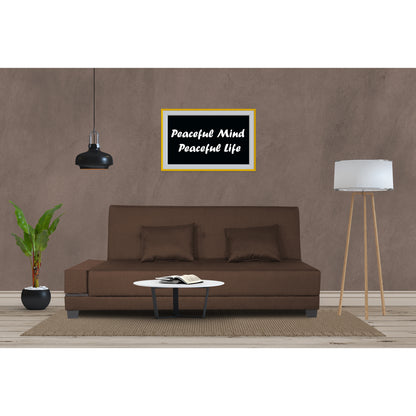 Adorn India Blake 3 Seater Sofa Cum Bed (Brown), Wood, Foam
