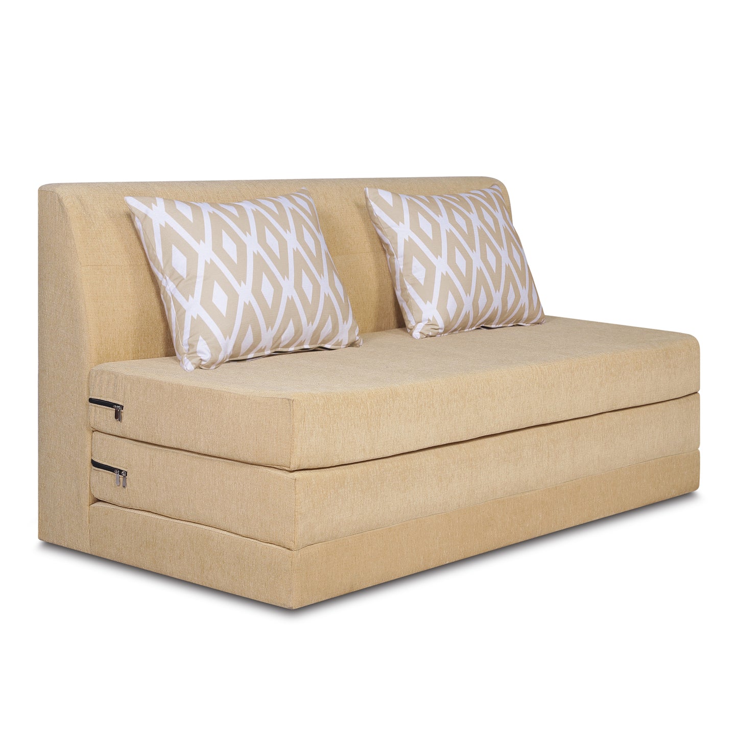 Adorn India Easy Highback Three Seater Sofa Cum Bed Rhombus 5' x 6' (Beige) (1 Year Warranty)