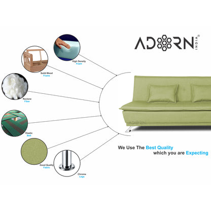 Adorn India Arden 3 Seater Sofa Cum Bed Fabric (Green)