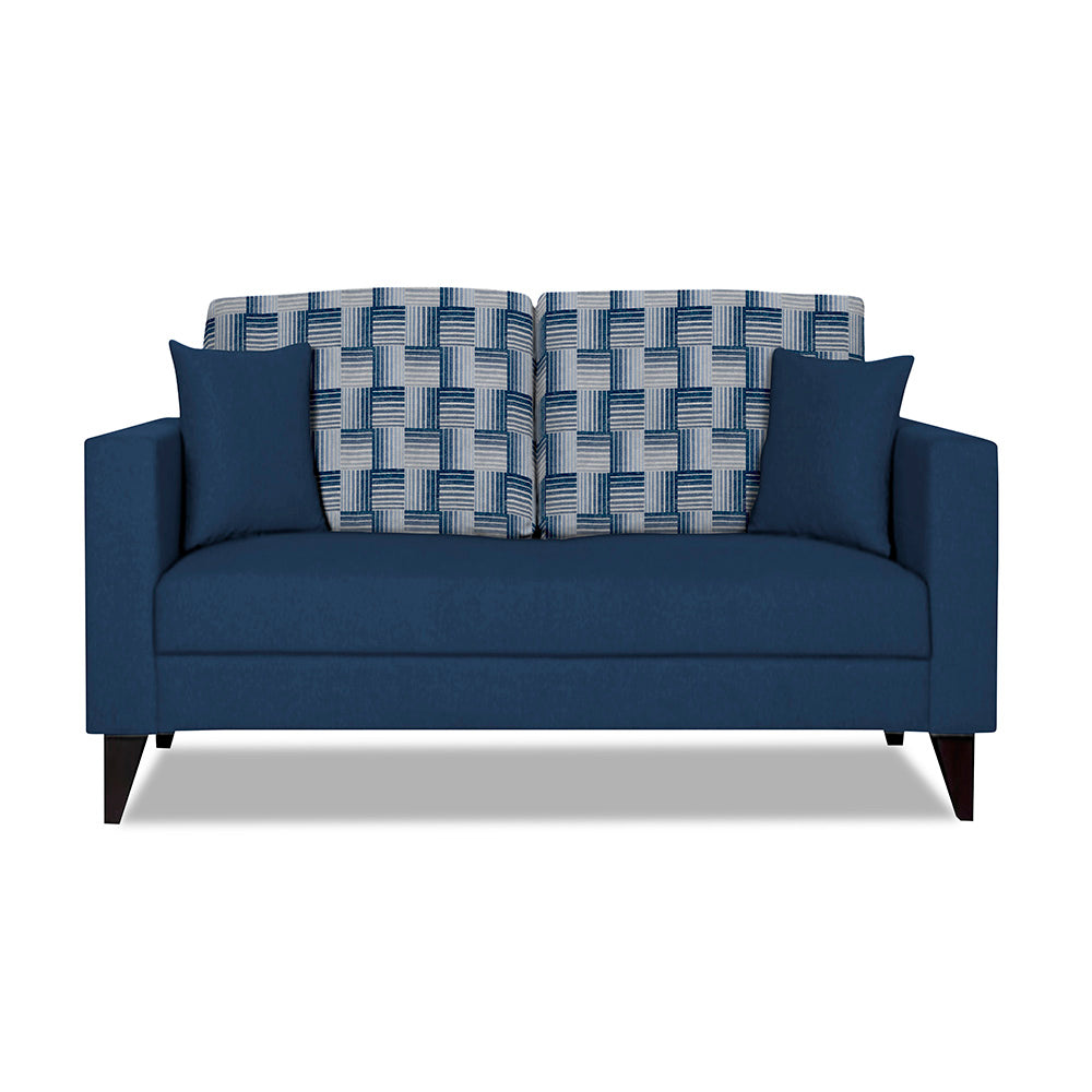 Adorn India Berlin Bricks 2 Seater Sofa (Blue) Martin Plus (3 Year Warranty)
