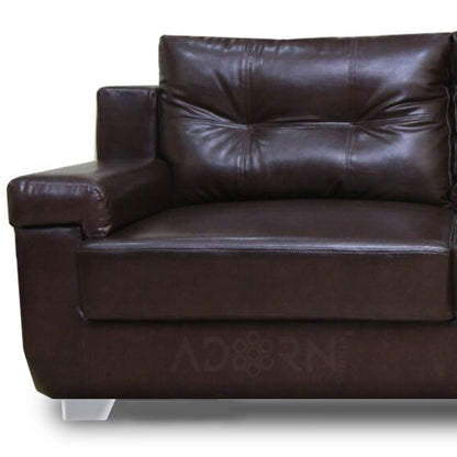 Adorn India Soleado Leatherette Three Seater Sofa (Brown)