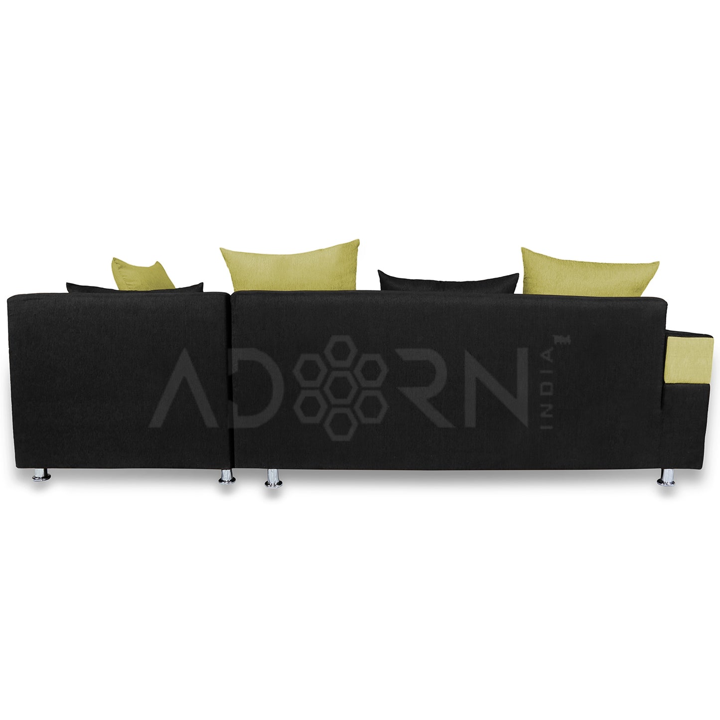 Adorn India Adillac 5 Seater Corner Sofa(Green & Black)