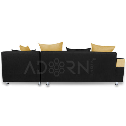 Adorn India Adillac 5 Seater Corner Sofa(Right Side)(Yellow & Black)
