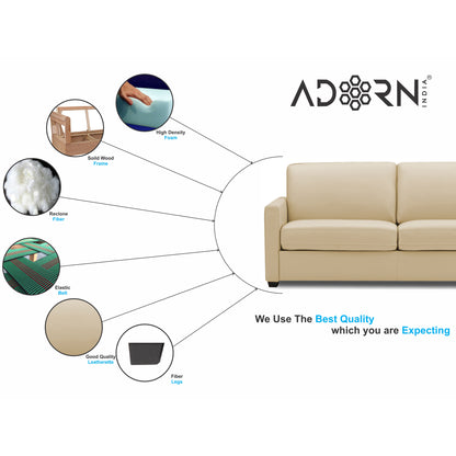 Adorn India Flavio Leatherette 3-1-1 Sofa Set (Beige)