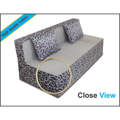 Adorn India Easy Three Seater Sofa Cum Bed Poly Cotton (Blue & Grey) 5'X6'