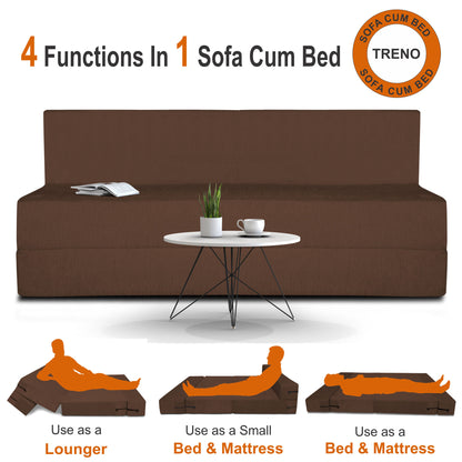 Adorn India Easy Treno 3 Seater Sofa Cum Bed Sit & Sleep Perfect for Guest, Colour Brown, 6'x6', (1 Year Warranty)