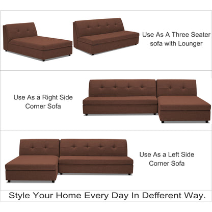 Adorn India Atlas Modular Sofa Set (Brown) (3 Year Warranty)