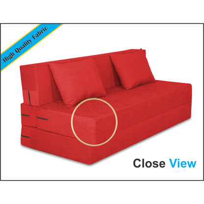 Adorn India Easy 3 Seater Sofa Cum Bed Alyn 6'x 6' (Red) (1 Year Warranty)