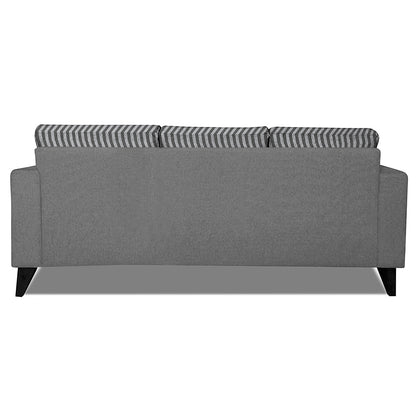 Adorn India Hector Stripes L Shape 4 Seater Sofa Set (Left Hand Side) (Grey) Martin Plus (3 Year Warranty)