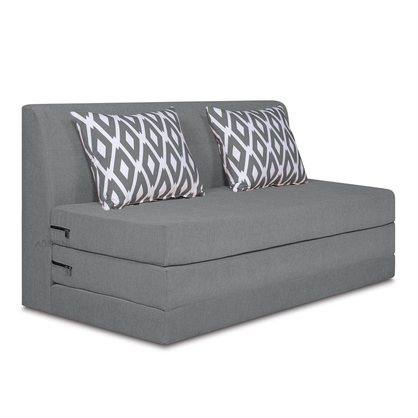 Adorn India Easy Highback Two Seater Sofa Cum Bed Rhombus 4' x 6' (Grey)