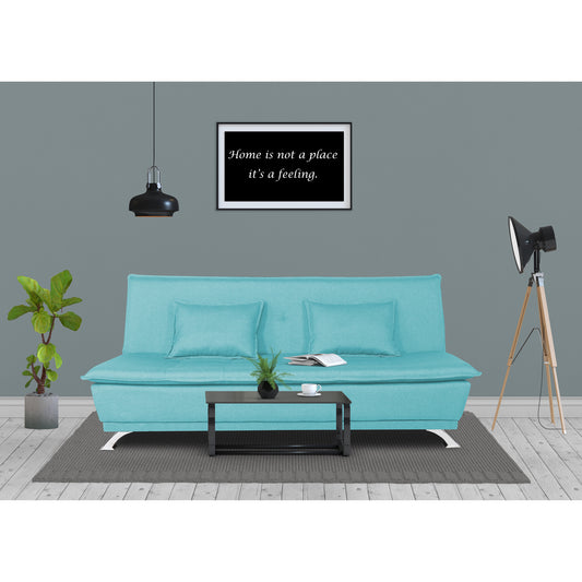 Adorn India Arden 4 Seater Sofa Cum Bed 4 x 6 (Aqua Blue) (3 Year Warranty)