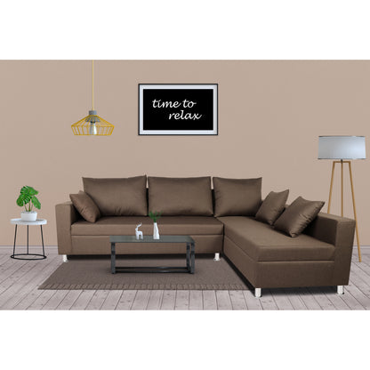 Adorn India Straight line L Shape Sofa (Camel)