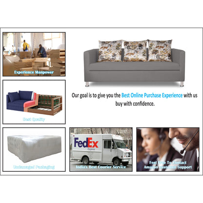 Adorn India Alita 3-1-1 Compact 5 Seater Sofa Set (Light Grey)