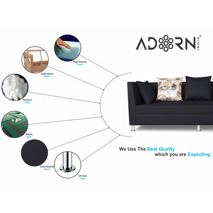 Adorn India Alica Modular Sofa Set(Black)