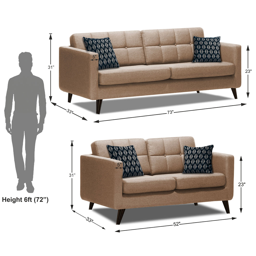 Adorn India Chilly 3+2 5 Seater Sofa Set (Beige) (3 Year Warranty)
