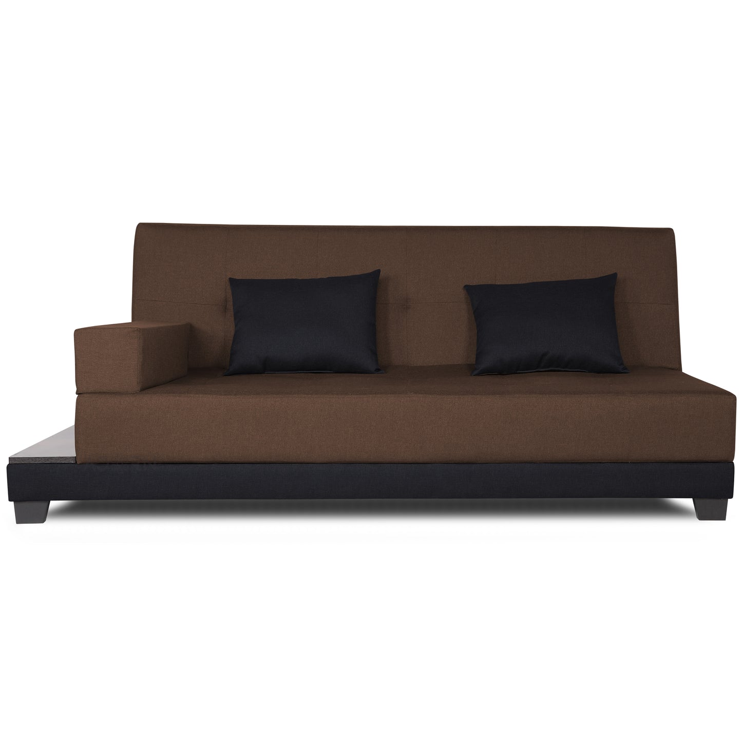 Adorn India Exclusive Two Tone Blake Three Seater Sofa Cum Bed (Brown & Black), Wood, Foam