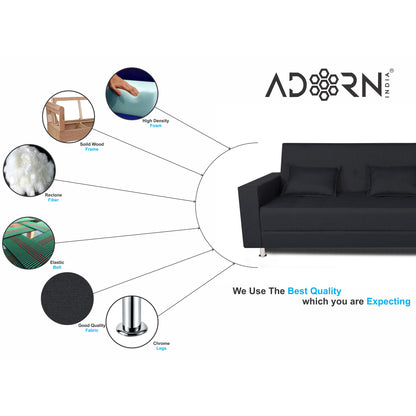 Adorn India Flora Sofa Cum bed (Black)