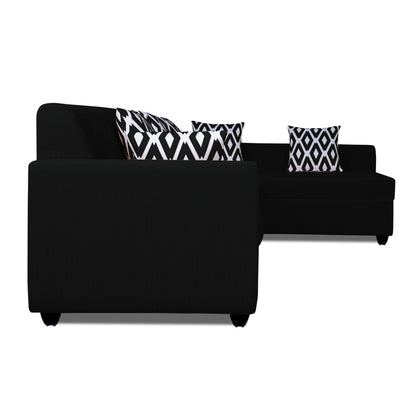 Adorn India Rio HighBack L Shape 6 Seater Sofa Set (Right Hand Side) (Black) (3 Year Warranty)