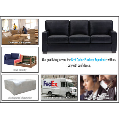 Adorn India Exclusive Rosina Leatherette 3-1-1 Sofa Set (Black)