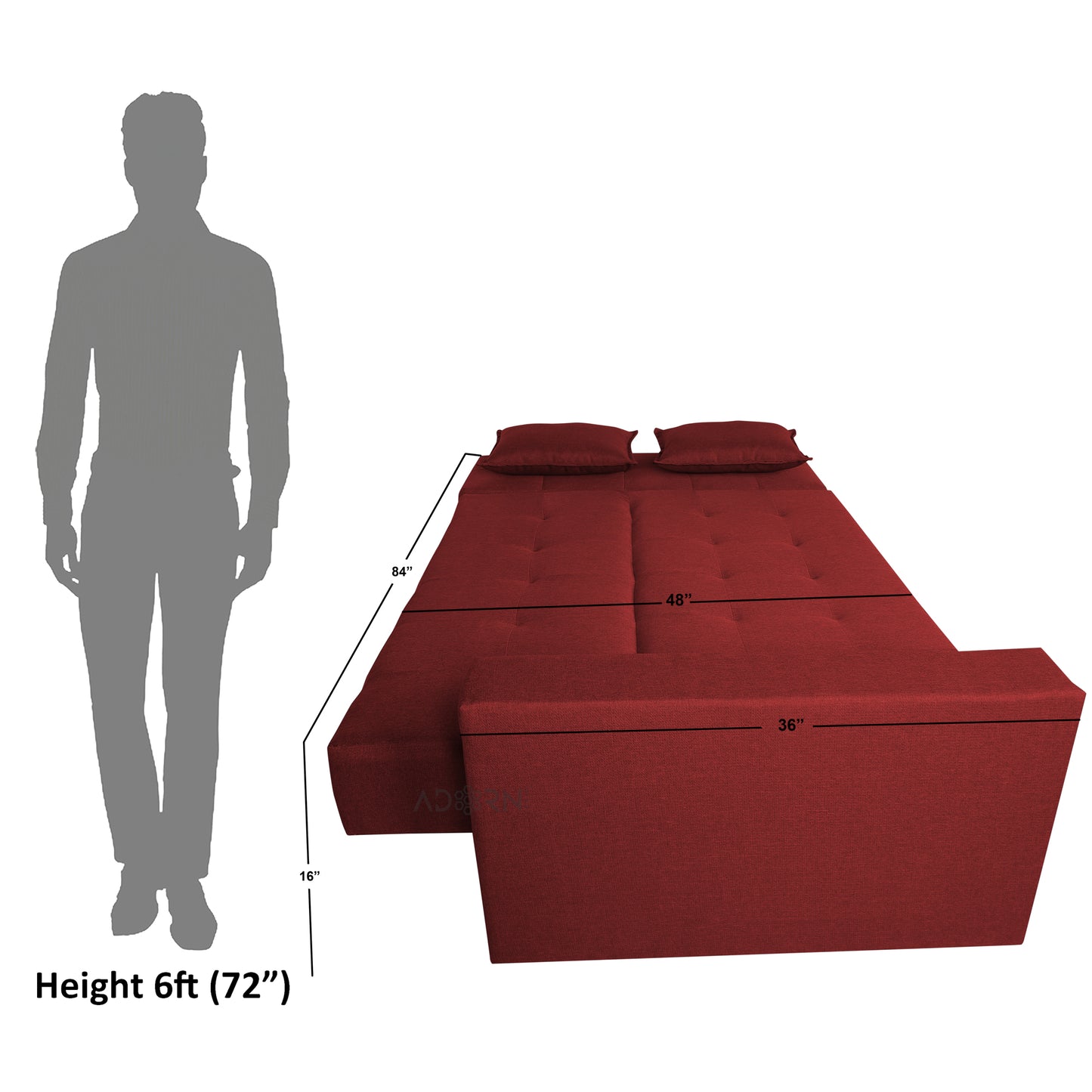 Adorn India Flora Sofa Cum bed (Maroon)