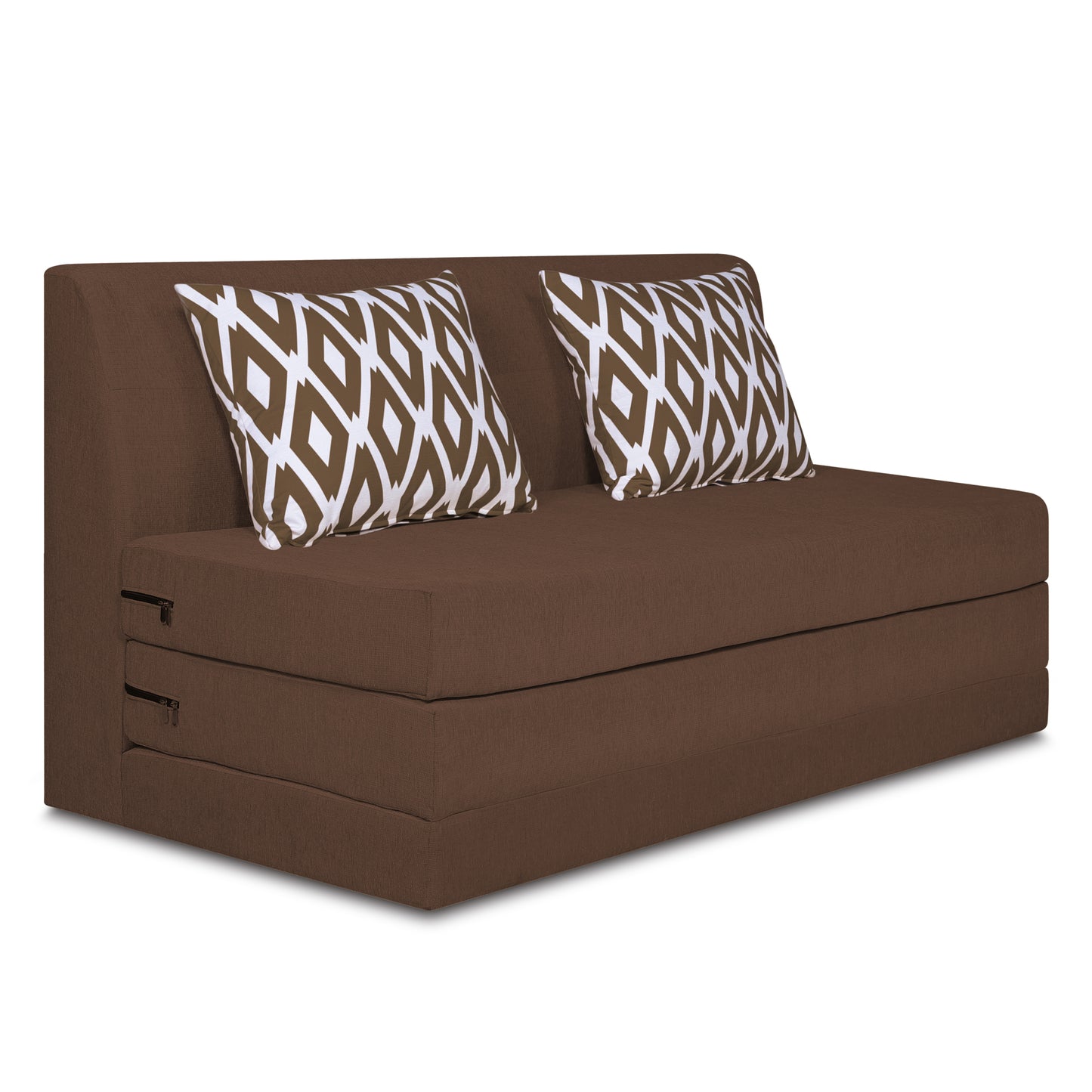 Adorn India Easy Highback Three Seater Sofa Cum Bed Rhombus 6' x 6' (Brown) (1 Year Warranty)