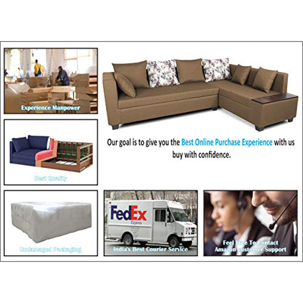 Adorn India Mclain L Shape 6 Seater Sofa (Camel)