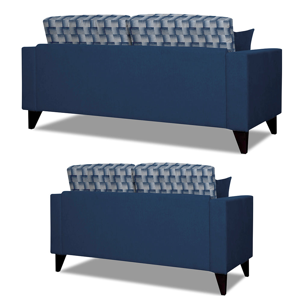 Adorn India Berlin Bricks 3+2 5 Seater Sofa Set (Blue) Martin Plus (3 Year Warranty)