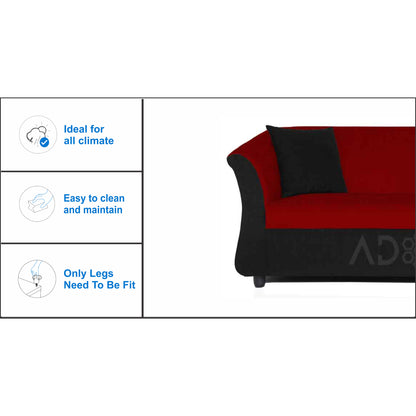 Adorn India Acura 3 Seater Sofa(Maroon & Black)