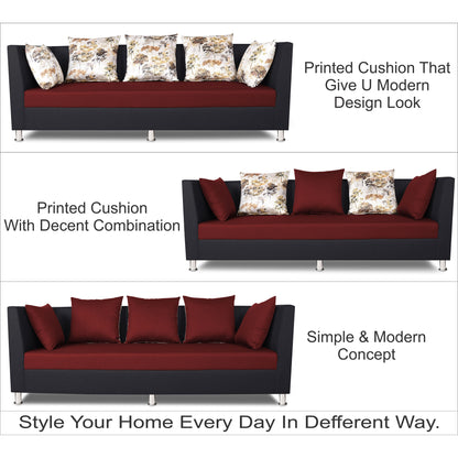 Adorn India Exclusive Two Tone Alica Three Seater Sofa (Maroon & Black)