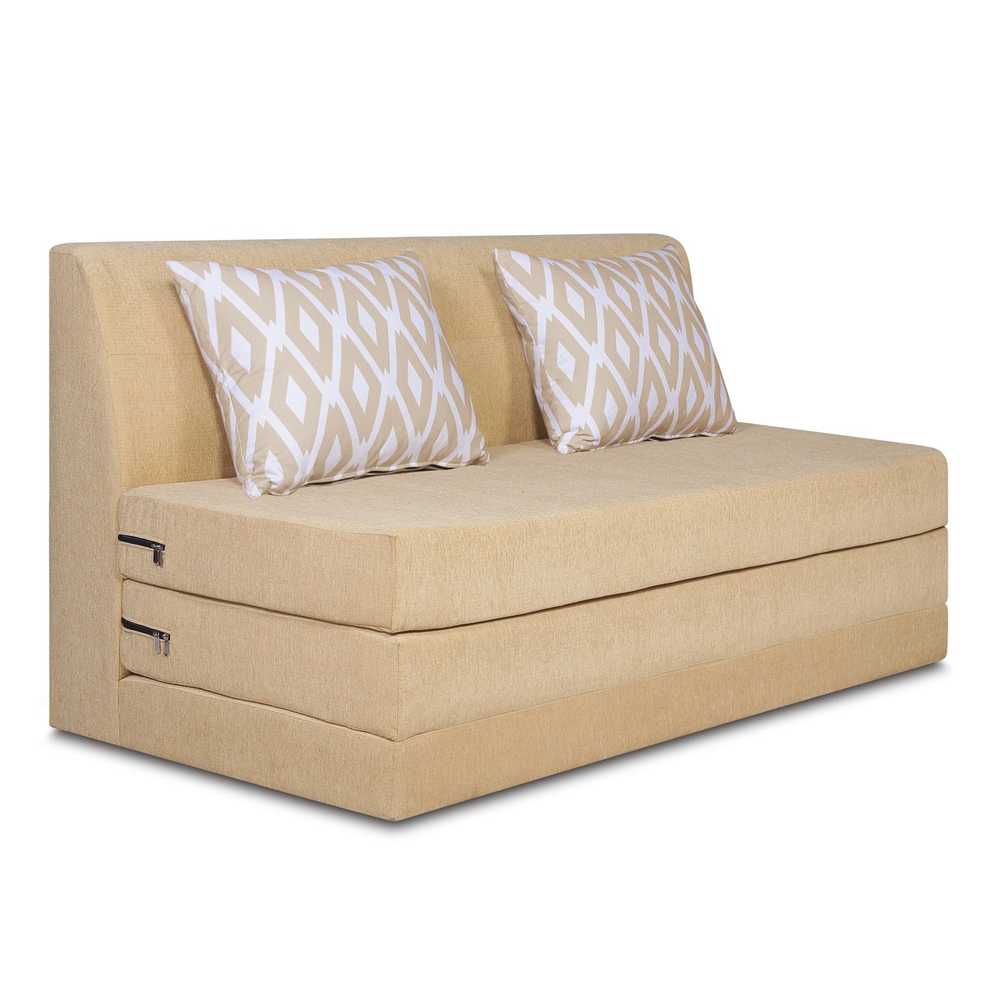 Adorn India Easy Highback Two Seater Sofa Cum Bed Rhombus 4' x 6' (Beige) (1 Year Warranty)
