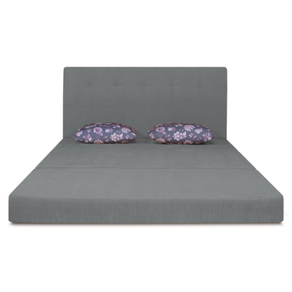 Adorn India Easy Highback Two Seater Sofa Cum Bed Floral 4' x 6' (Grey) (1 Year Warranty)