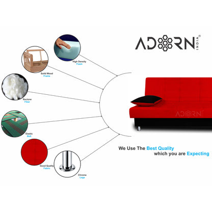 Adorn India Alyssum 3 Seater Sofa Cum bed (Red & Black)