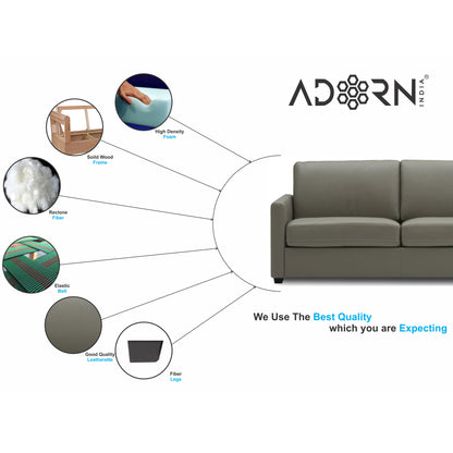 Adorn India Exclusive Flavio Leatherette 3-1-1 Sofa Set (Grey)