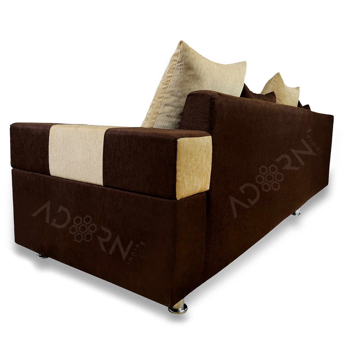 Adorn India Adillac 5 Seater Corner Sofa(Left Side Handle)(Brown & Beige), Wood, Foam