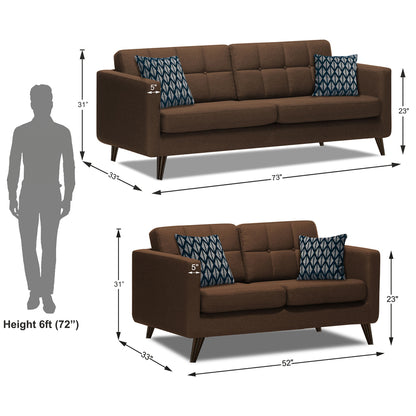 Adorn India Chilly 5 Seater 3+2 Fabric Sofa Set (Brown) (3 Year Warranty)