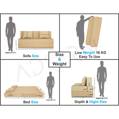 Adorn India Easy 3 Seater Sofa Cum Bed Alyn 5'x 6' (Beige) (1 Year Warranty)