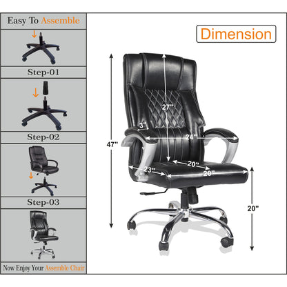 Adorn India Oxford,High-Back Leatherette Executive Office Ergonomic Chair (Black)
