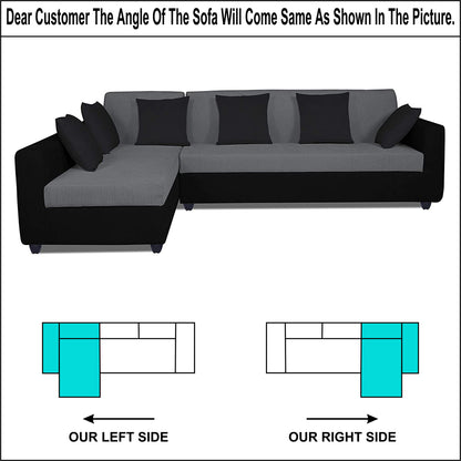 Adorn India Rio Decent L Shape 6 Seater Left Side Handle Corner Sofa Set (Grey and Black) (3 Year Warranty)