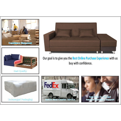 Adorn India Flora Sofa Cum bed (Brown)