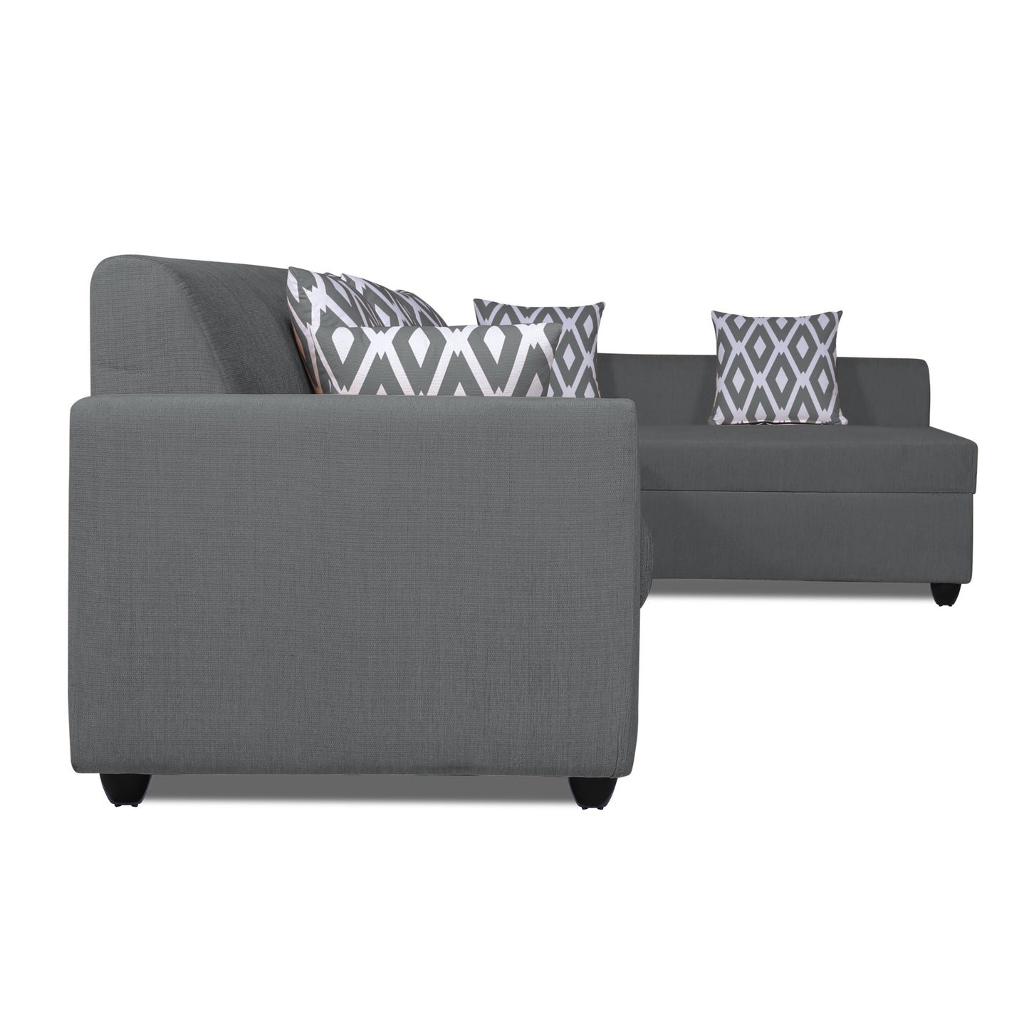 Adorn India Rio Highback L Shape 6 Seater coner Sofa Set (Grey)