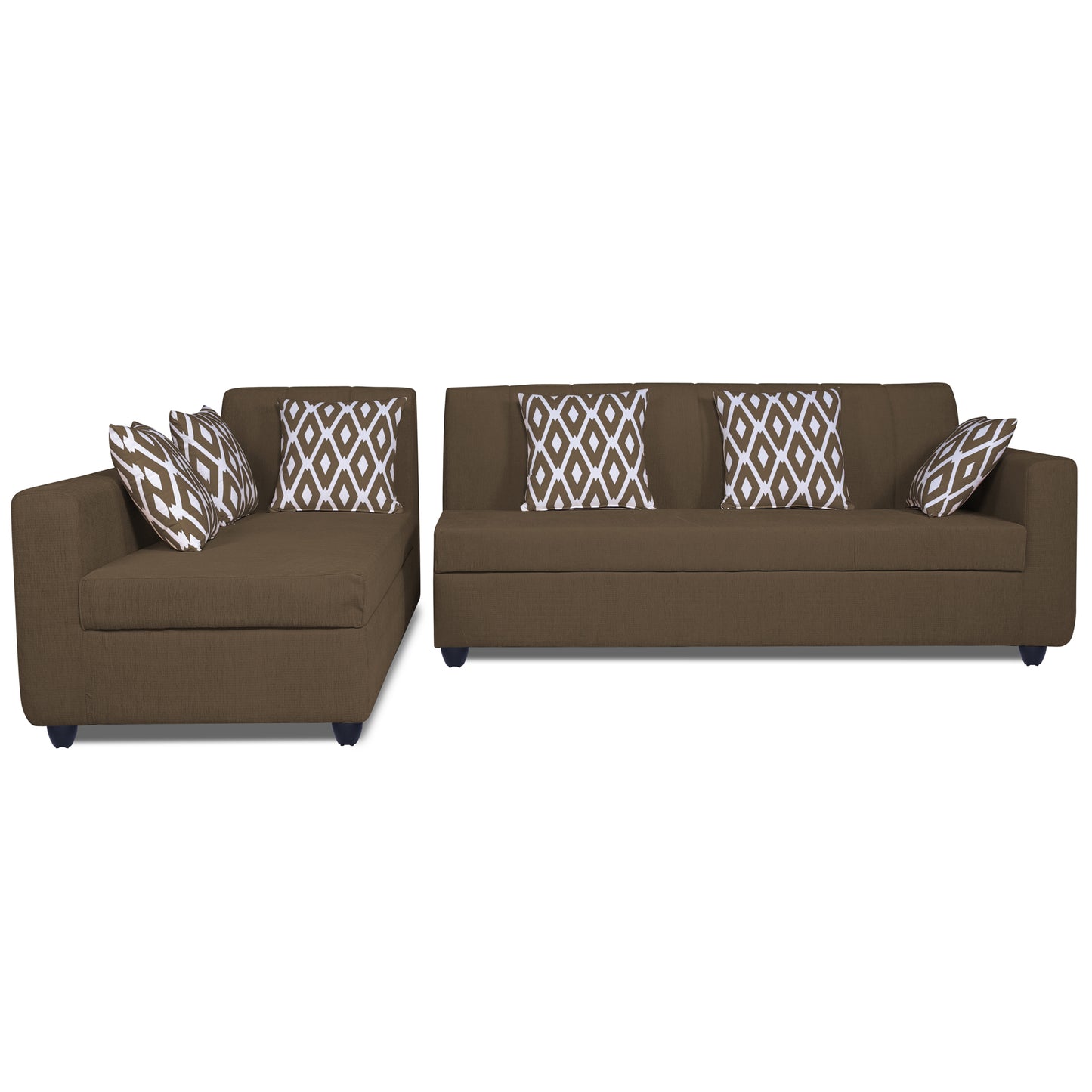 Adorn India Rio High Back L Shape 6 Seater Sofa Set (Left Side Handle) (Camel)