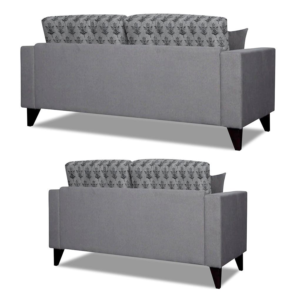 Adorn India Parker Leaf 3+2 5 Seater Sofa Set (Grey) Martin Plus (3 Year Warranty)