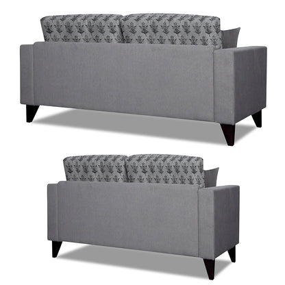 Adorn India Parker Leaf 3+2 5 Seater Sofa Set (Grey) Martin Plus (3 Year Warranty)