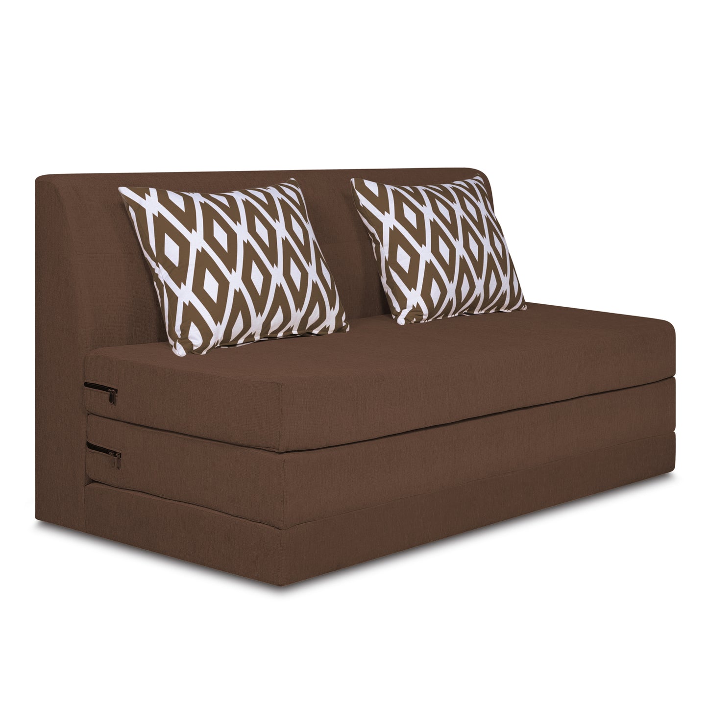 Adorn India Easy Highback Three Seater Sofa Cum Bed Rhombus 5' x 6' (Brown) (1 Year Warranty)