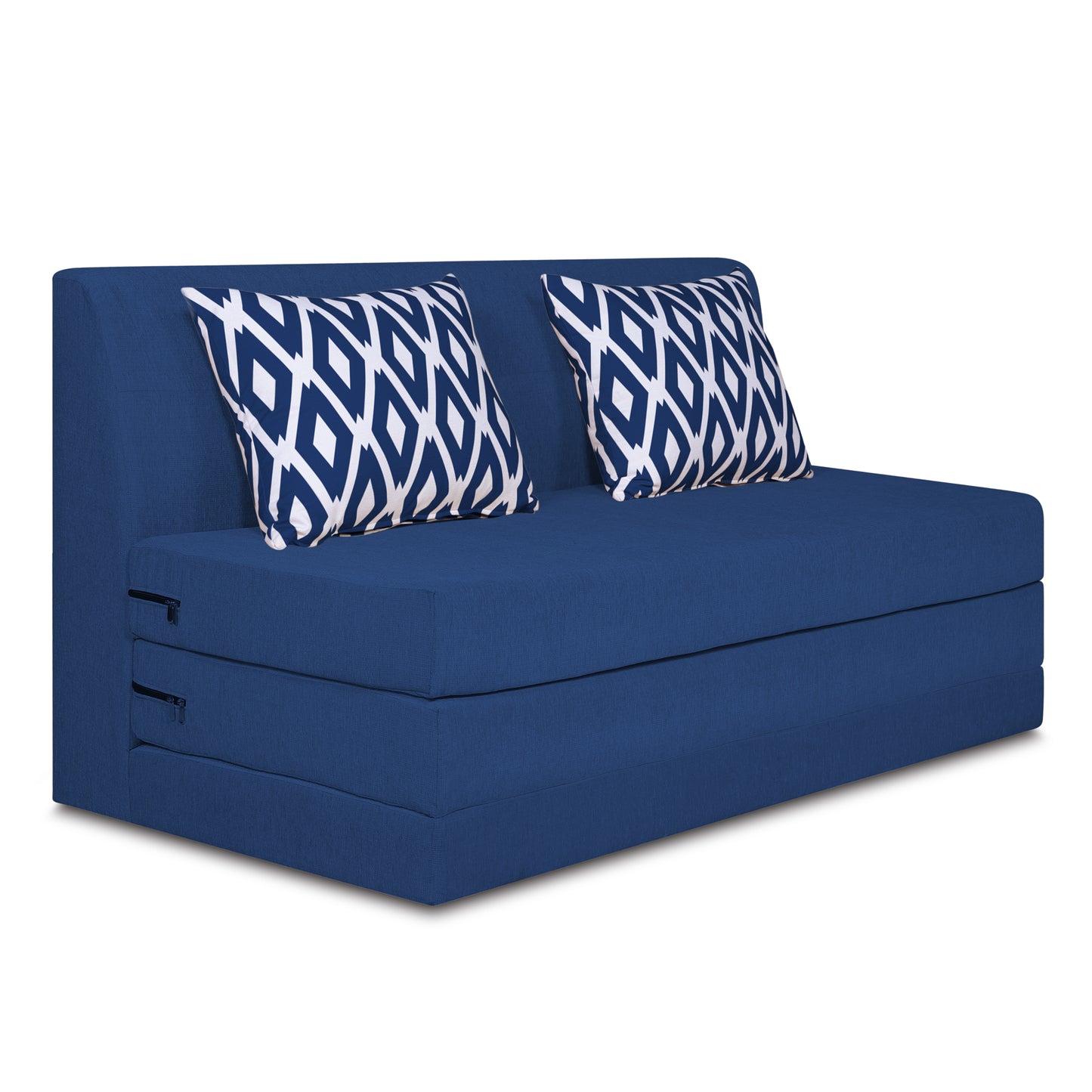 Adorn India Easy Highback Three Seater Sofa Cum Bed Rhombus 5' x 6' (Blue) (1 Year Warranty)