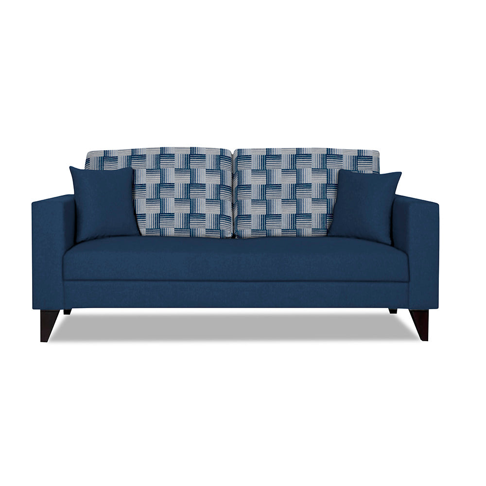 Adorn India Berlin Bricks 3 Seater Sofa (Blue) Martin Plus (3 Year Warranty)